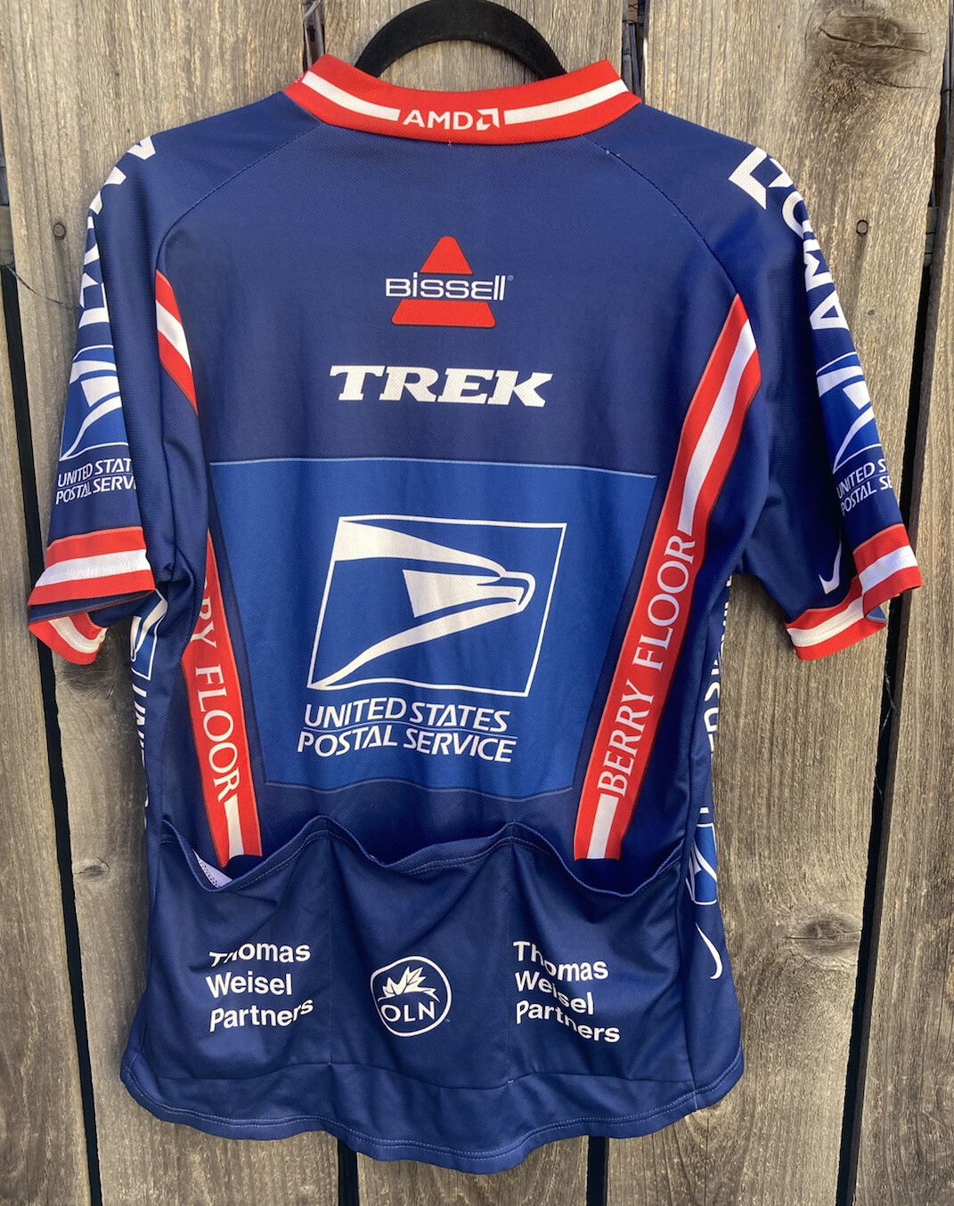 Men’s USPS Cycling Jersey Nike Dri-Fit XL Subaru Trek Pockets Half-Zip Multi