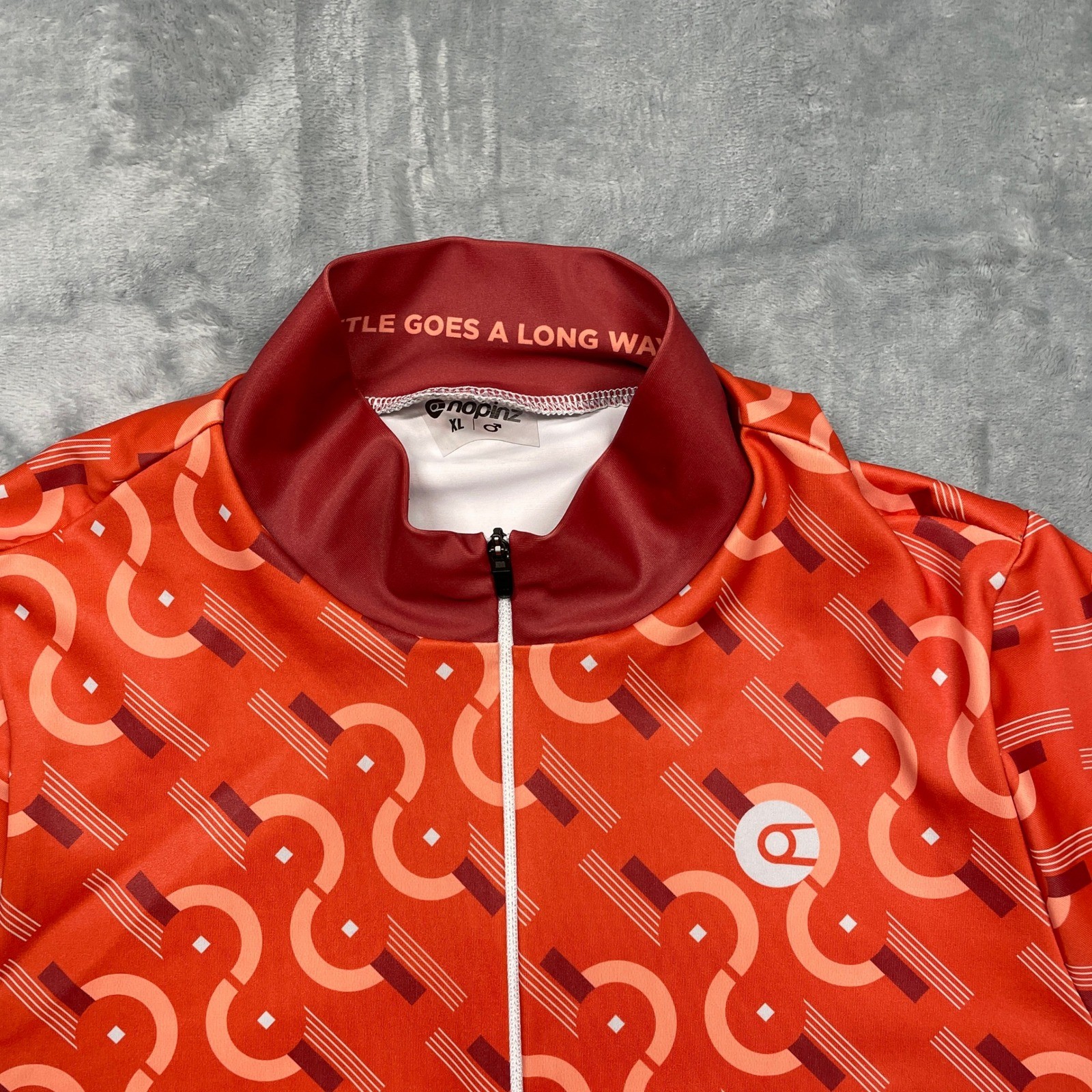 Nopinz Cycling Jersey Mens XL Orange Maroon Geometric Short Sleeve Full Zip Aero