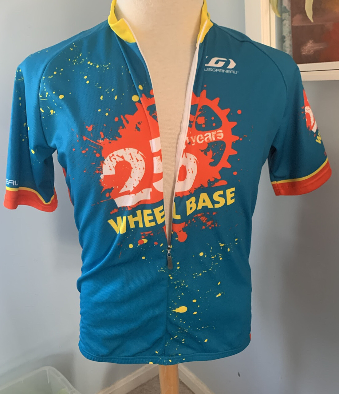 Louis Garneau Cycle Bike Mens Shirt Jersey Half Zip 25 Years Wheel Base M