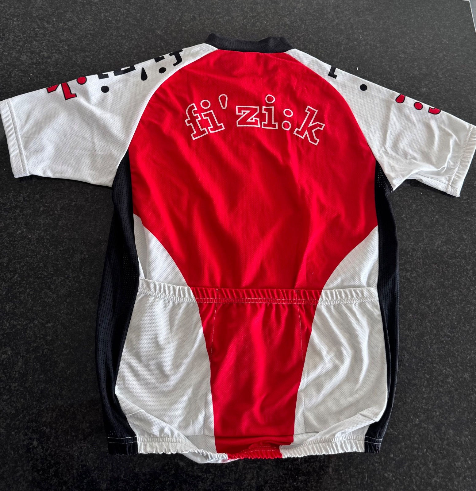 Fizik Cycling Jersey Mens L Short Sleeve Pocket Road Bike White/Red Shirt