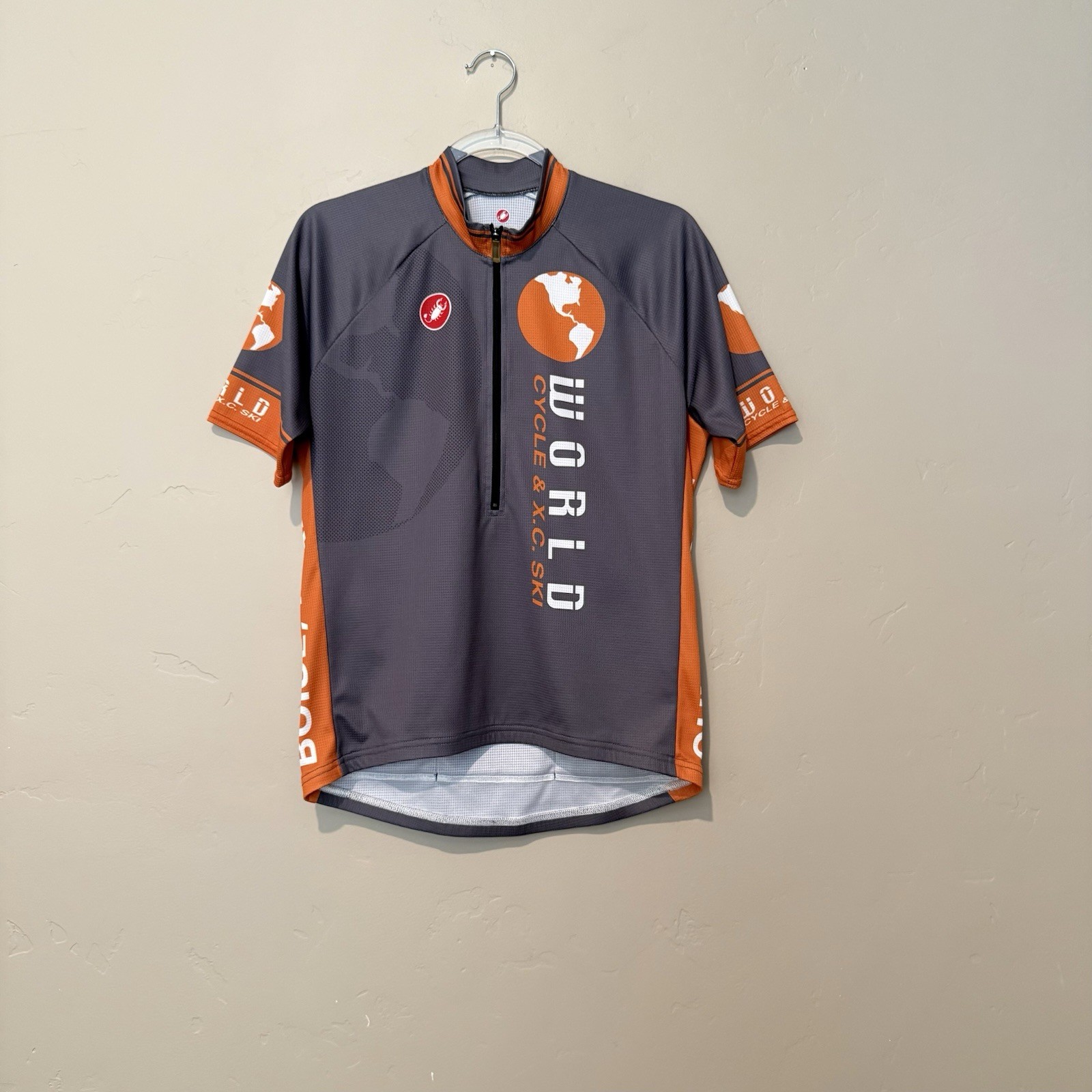 Castelli Cycling Jersey Mens Large Gray Orange Boise Bike Club Shirt 3/4 Zip