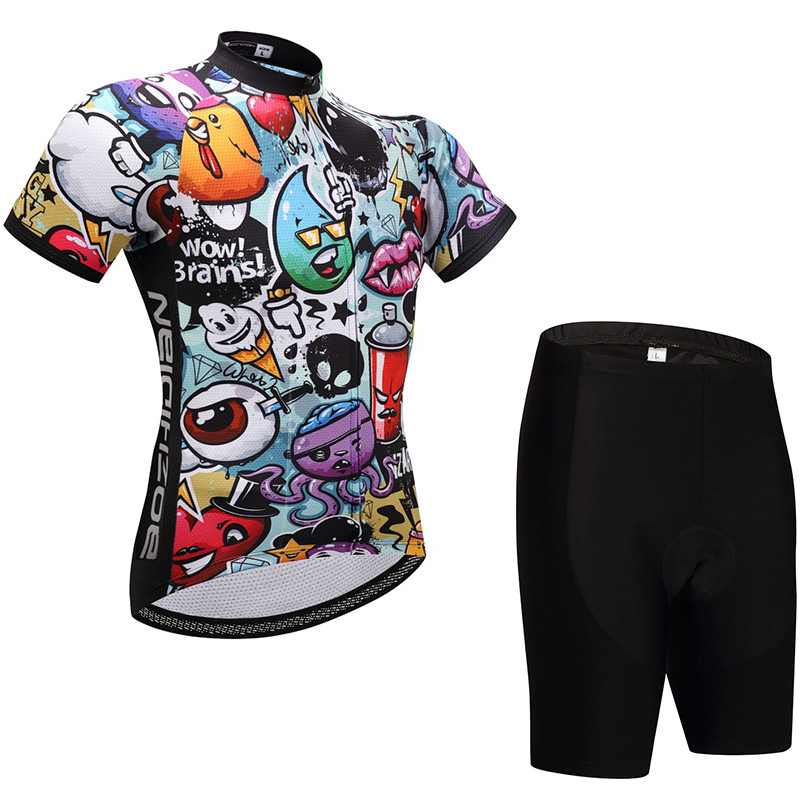 Men’s Bike Clothing Cartoon Cycling Jersey and Padded (Bib) Shorts Kit S-5XL