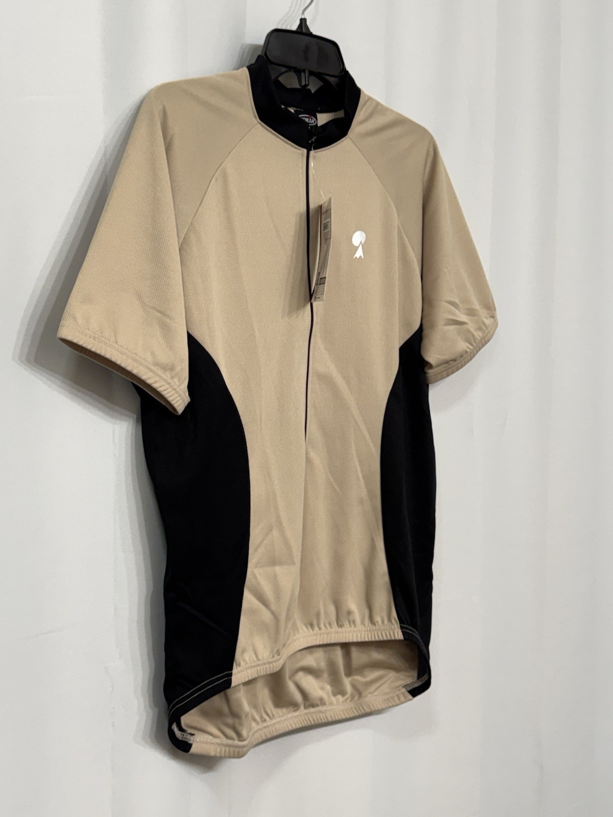 Borah Men’s Tan & Black Short Sleeve 1/2 Zip Slim Comfort Pro Cycling Jersey L