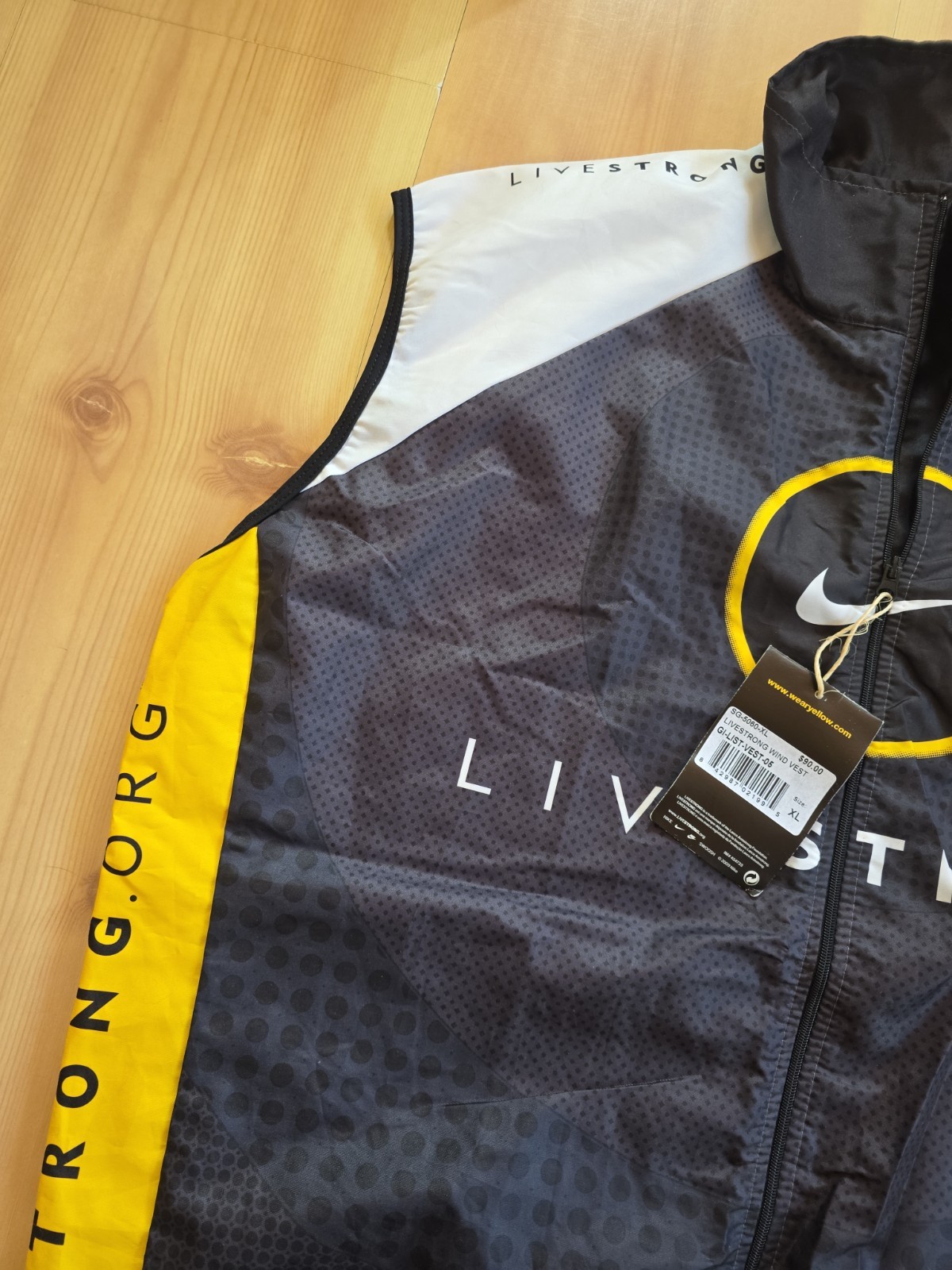 NWT Livestrong Nike Men’s Cycling Jersey Vest Full Zip Mesh Back Italy Sz XL