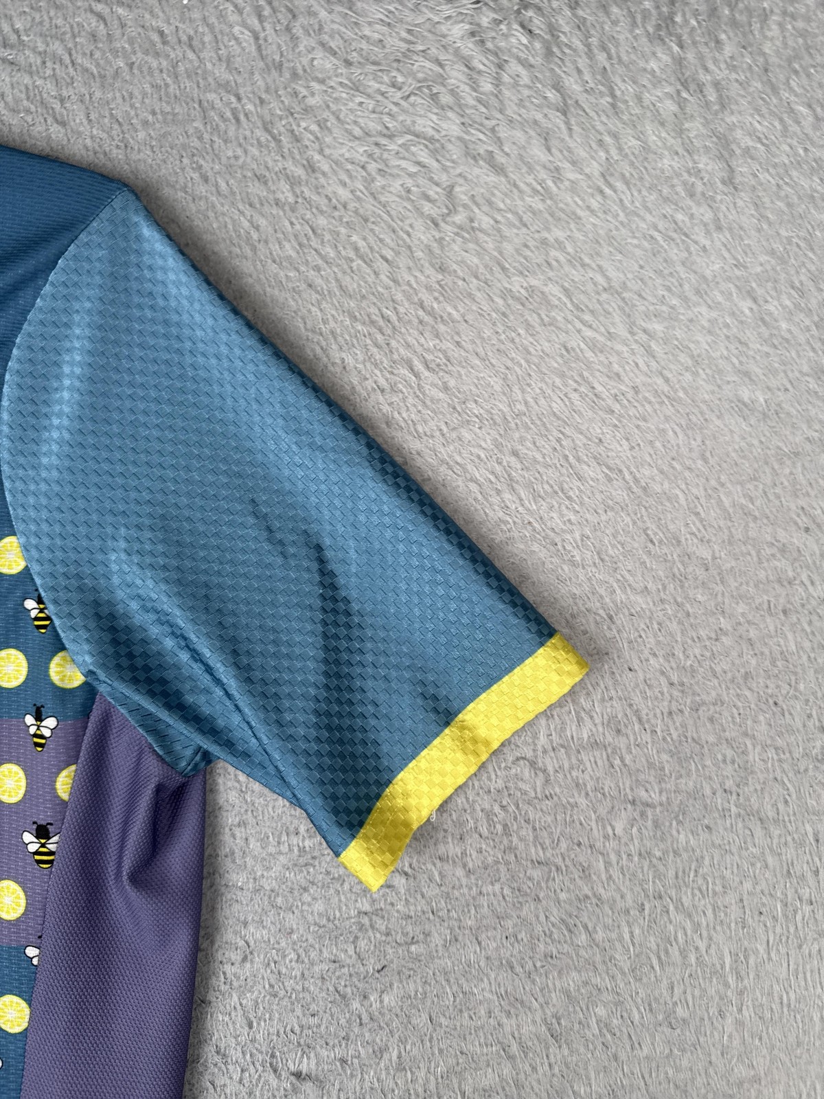 Primal Cycling Jersey Womens Large Blue Bee Lemon Graphic Full Zip Pockets Bike