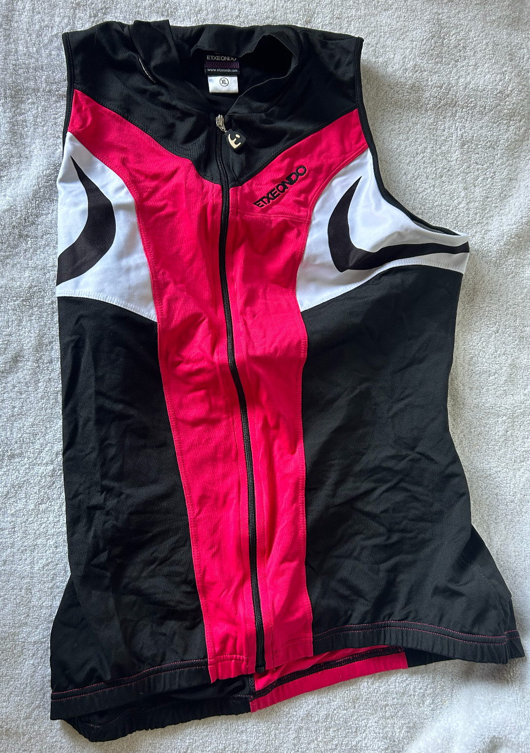Women’s CYCLING Jersey Sleeveless ETXEONDO Aroa in Black/White/Pink