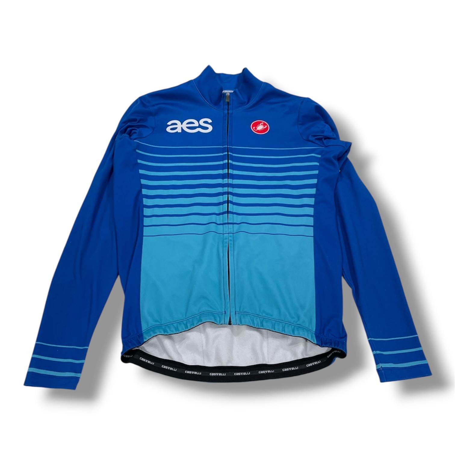 Castelli AES Long Sleeve Cycling Jersey Blue Ombre Full Zip Mens Medium