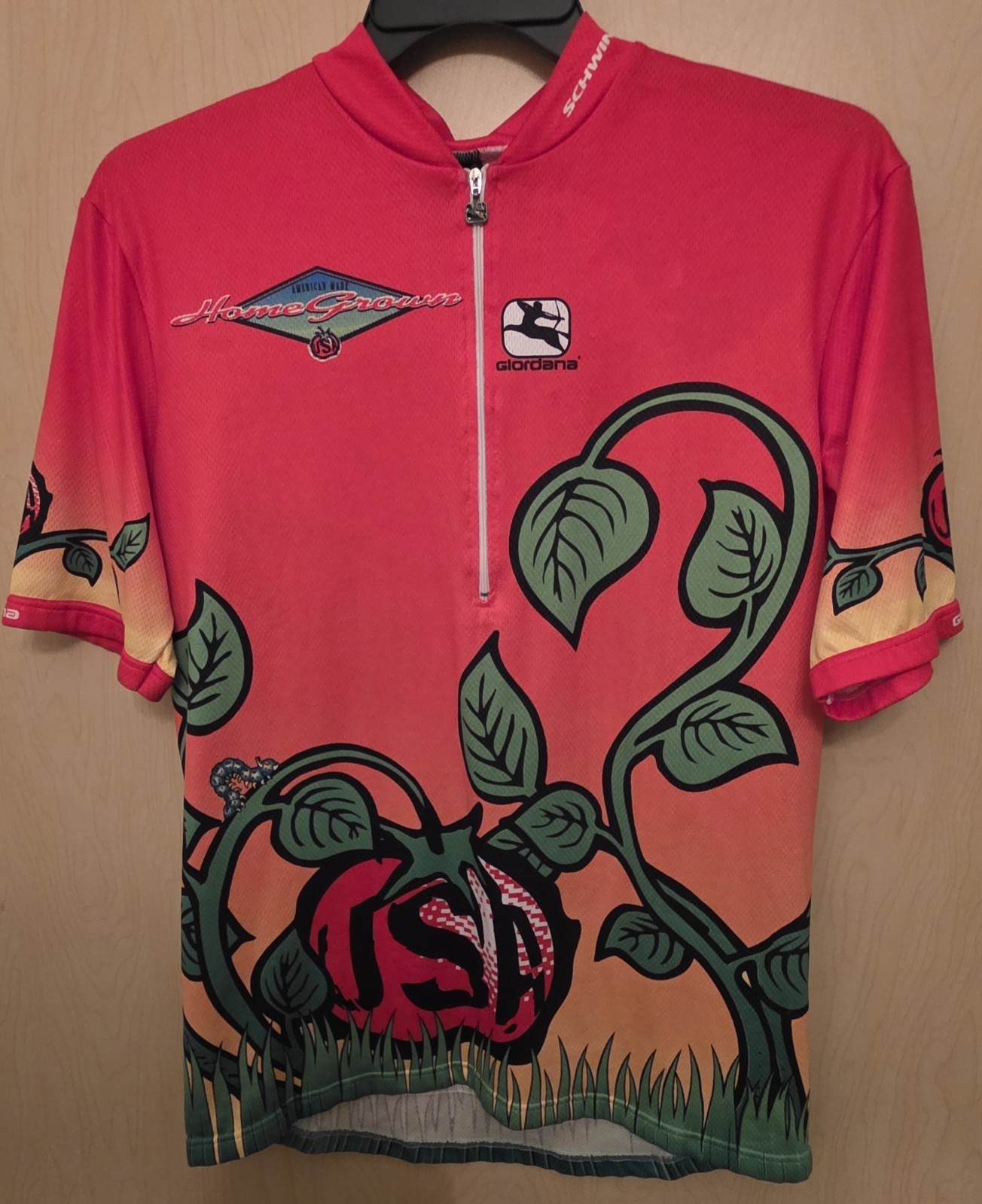 Giordana Men’s Graphic Pt 1/2 Zip Front Cycling Jersey Top w Back Pocket Size ?