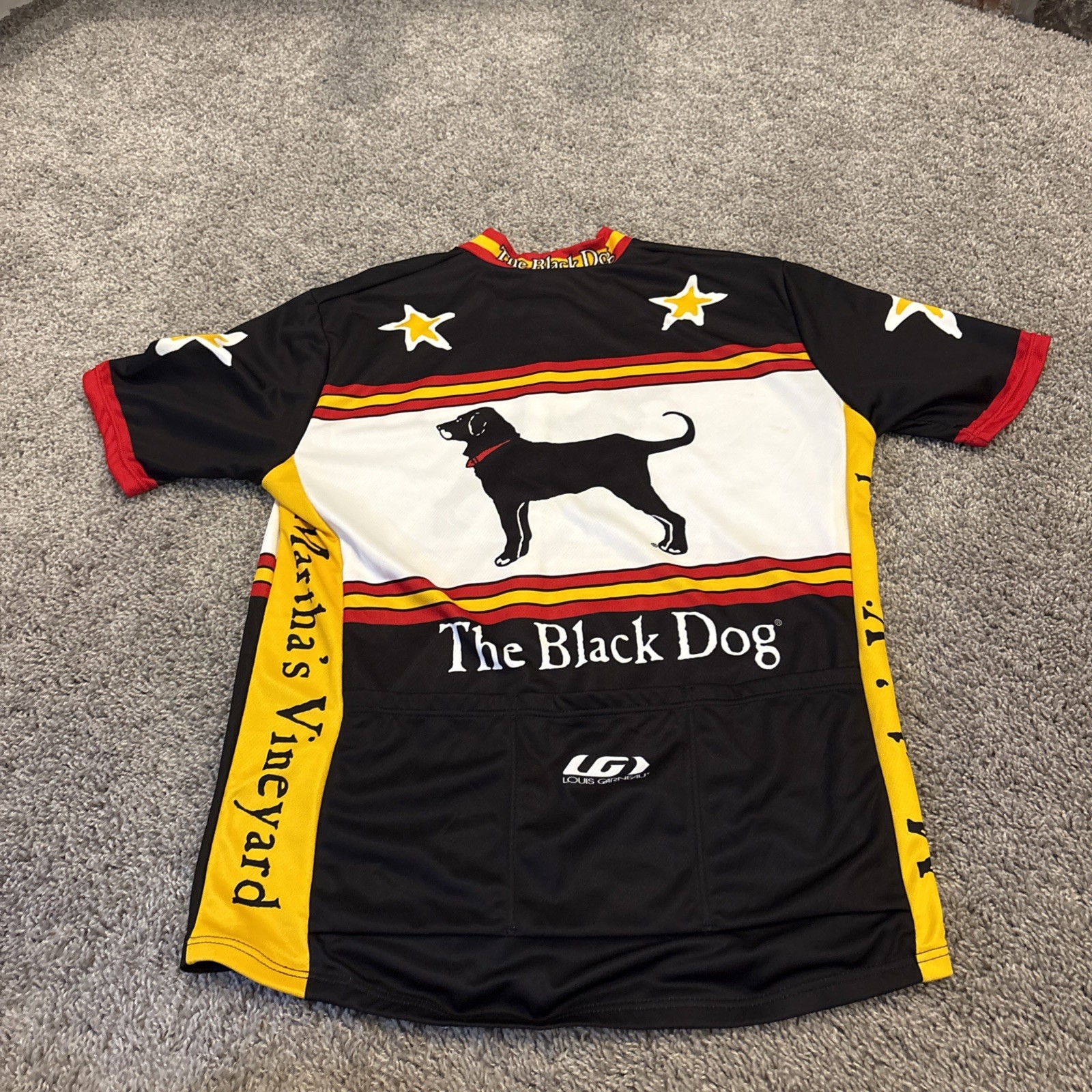 Louis Garneau The Black Dog Martha’s Vineyard Cycling Jersey Mens 2XL Black Red
