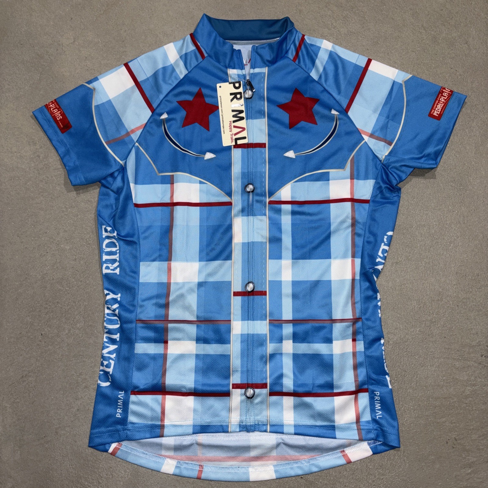 NWT Primal Womens Century Ride Cycling Raglan Sport Cut Jersey Western Print L