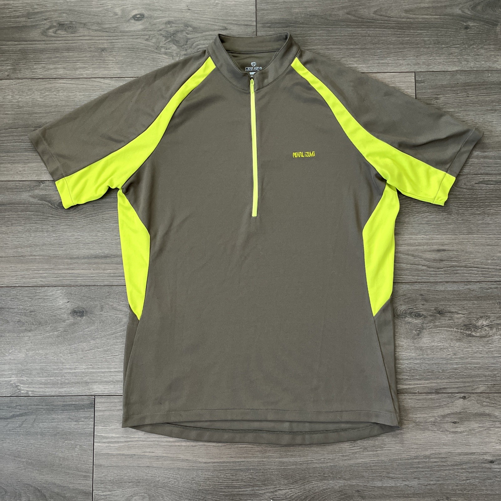 PEARL IZUMI Cycling Jersey Mens M 1/4 Zip Short Sleeve Brown Yellow