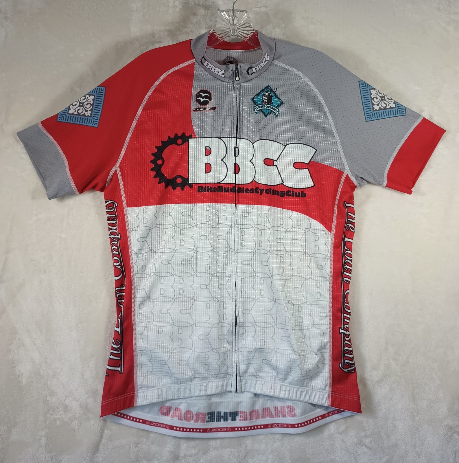 Zoca USA XL Cycling Jersey BBCC Raglan Shirt 3 Rear Pockets Full Zip FAST Ship