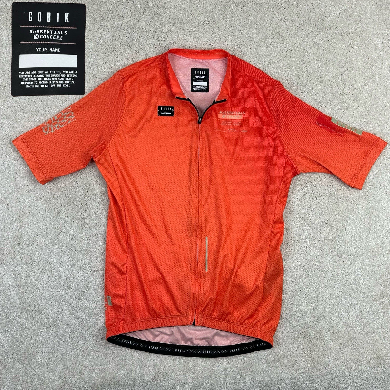 GOBIK Men’s Stark ReEssentials Tangerine Orange Full Zip Cycling Racing Jersey L