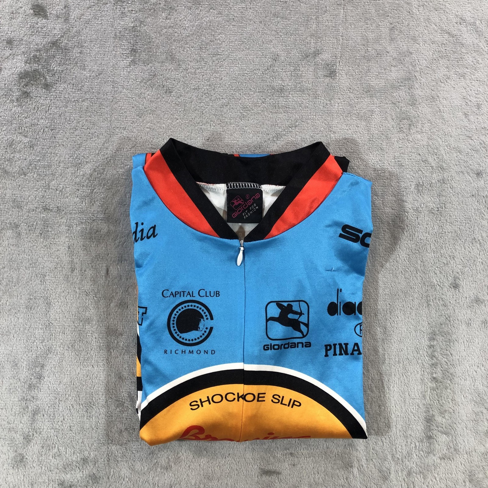 Giordana Cycling Jersey Mens XXL Blue Richbrau Brewing Beer Full Zip Shirt Bike
