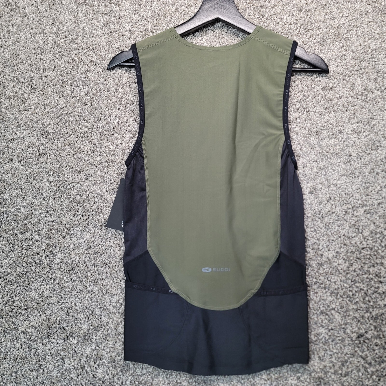 Sugoi Cycling Shirt Mens Small Green Black 3/4 Zip Jersey Vest Sleeveless
