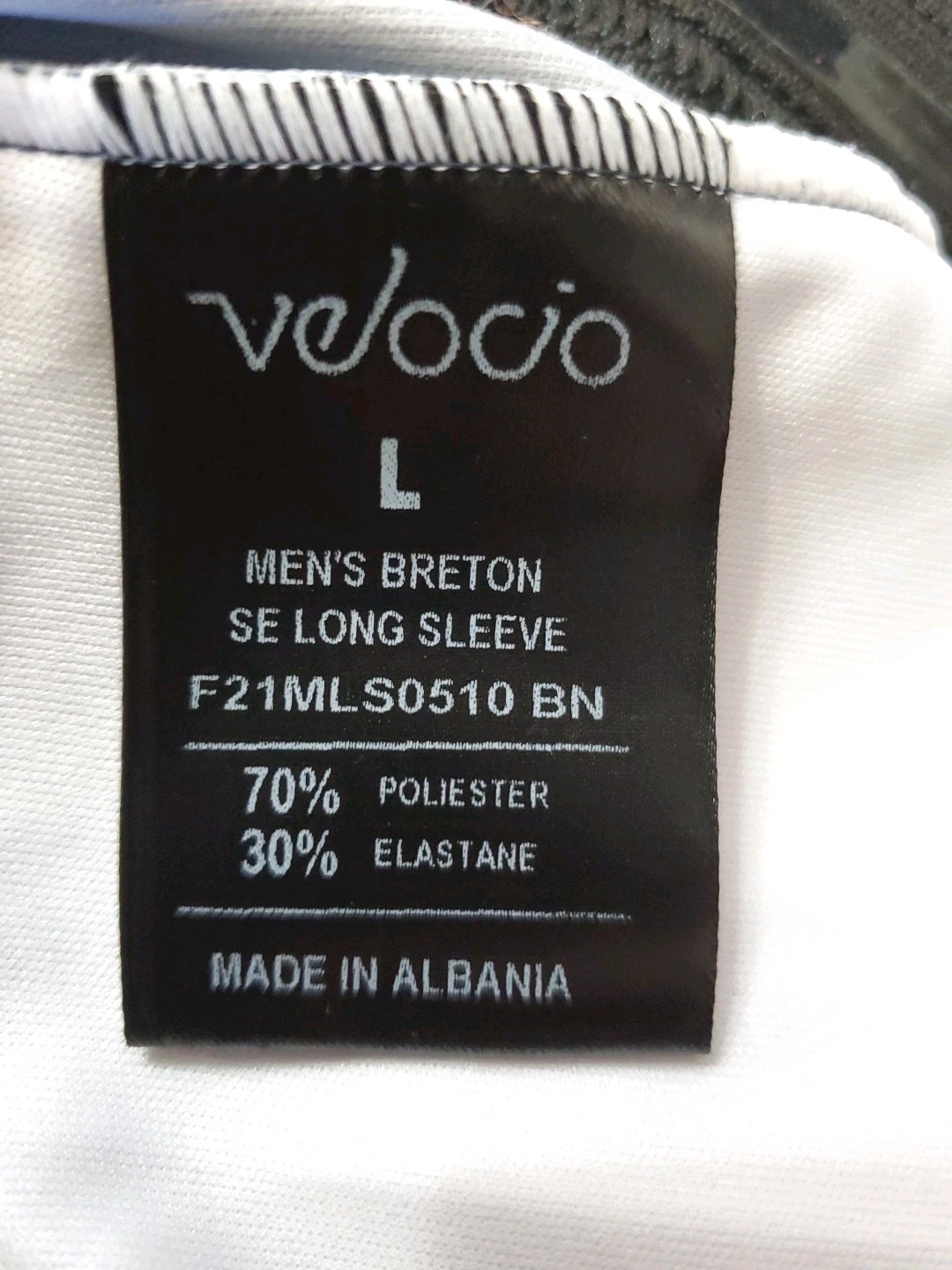 MEN’S LARGE VELOCIO JERSEY TRICOLOR Breton LONG SLEEVE FULL ZIPPER POCKET BACK