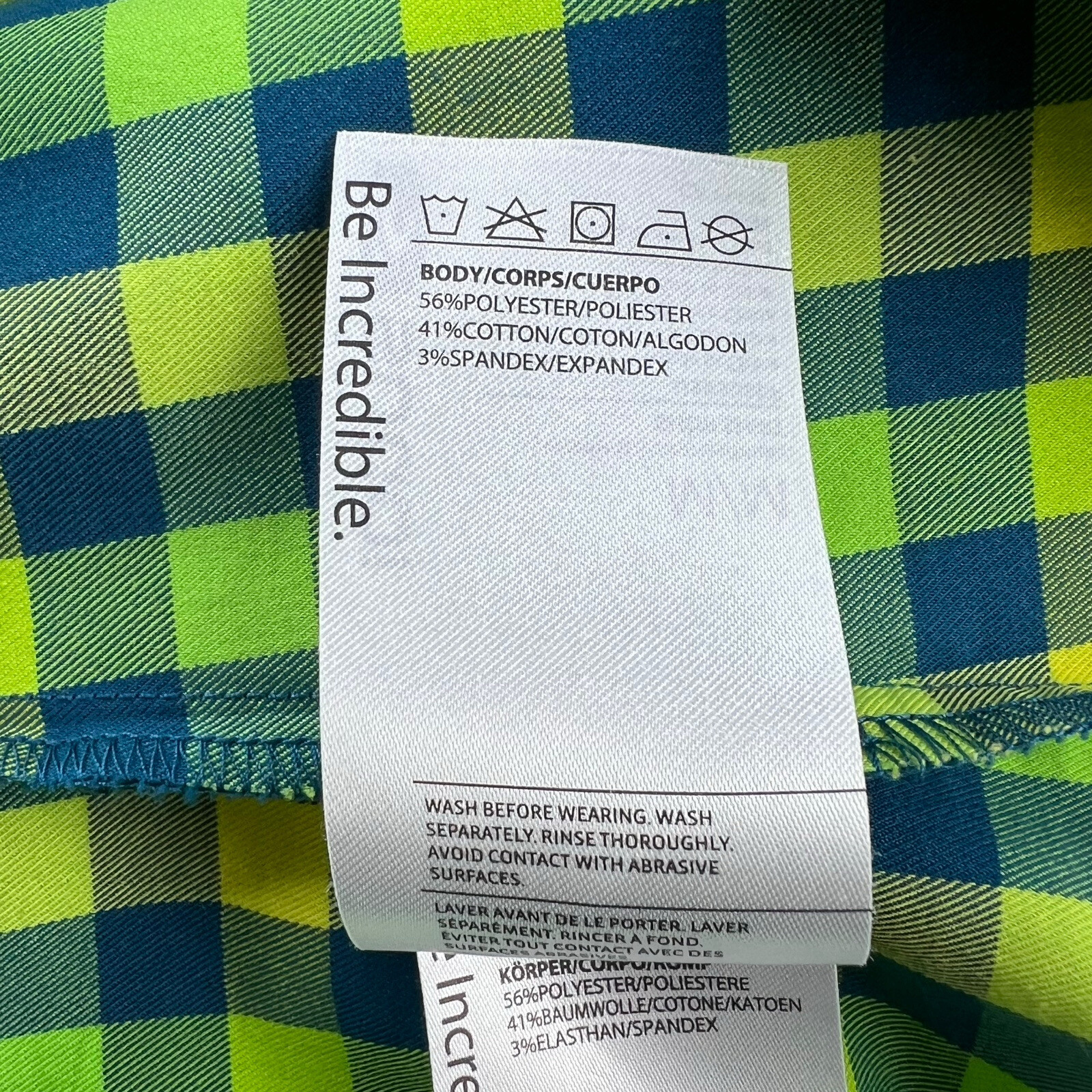 Sugoi Cannondale Green & Blue Check Polyester Blend Snap Up Womens Size Medium M