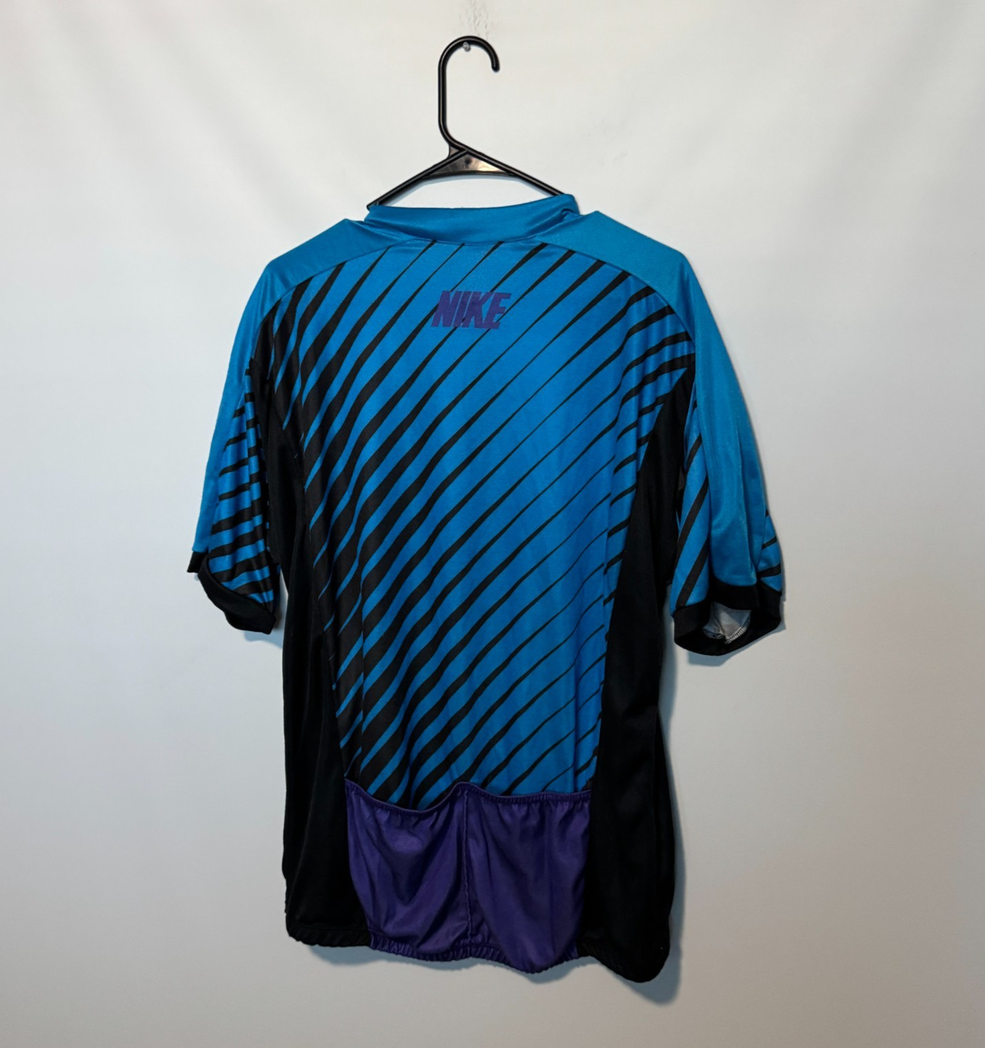 Vintage Nike Cycling Jersey Mens XL Blue Purple Made in USA 90s Bicycle 1/4 Zip