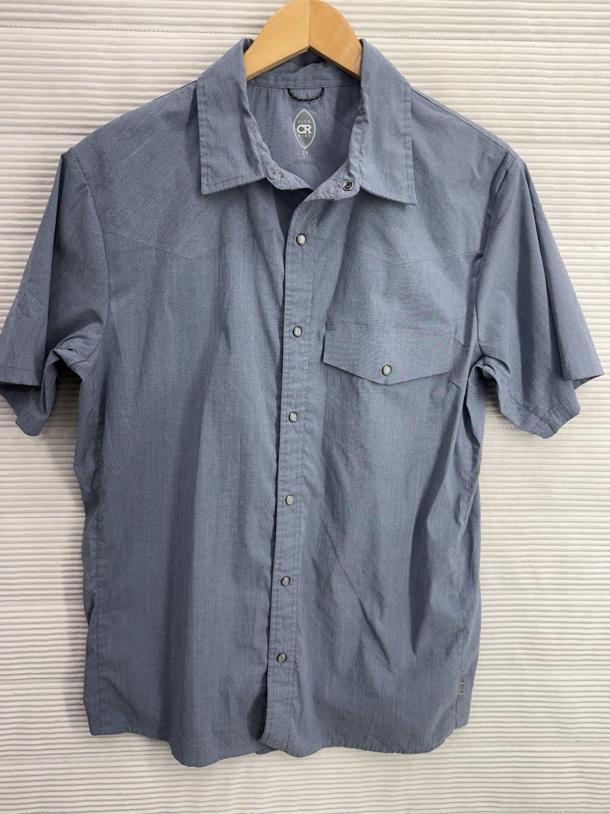 Club Ride Short Sleeve Snap Up Cycling Shirt Western Stretch Size M
