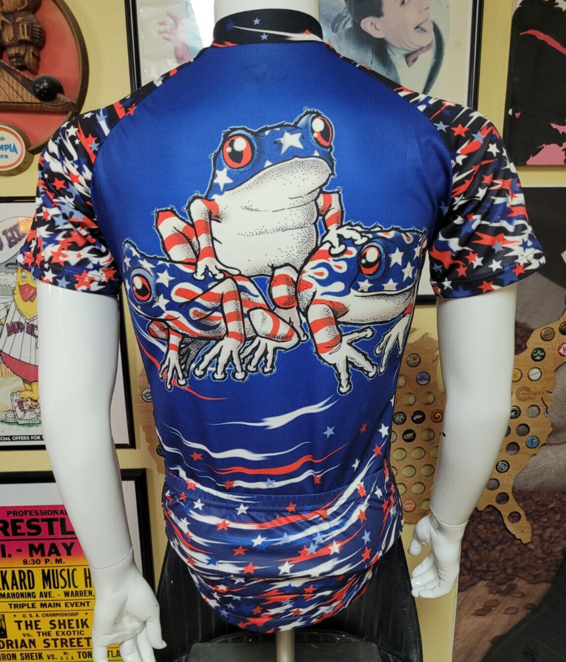 Primal Frogpyle Patriotic USA Tree Frogs Cycling Jersey Small Nice Frog Pyle