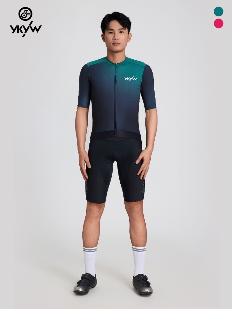 YKYW Men’s Cycling Jersey Short Sleeve Bicycle Shirt Maillots MTB Gradient Tops