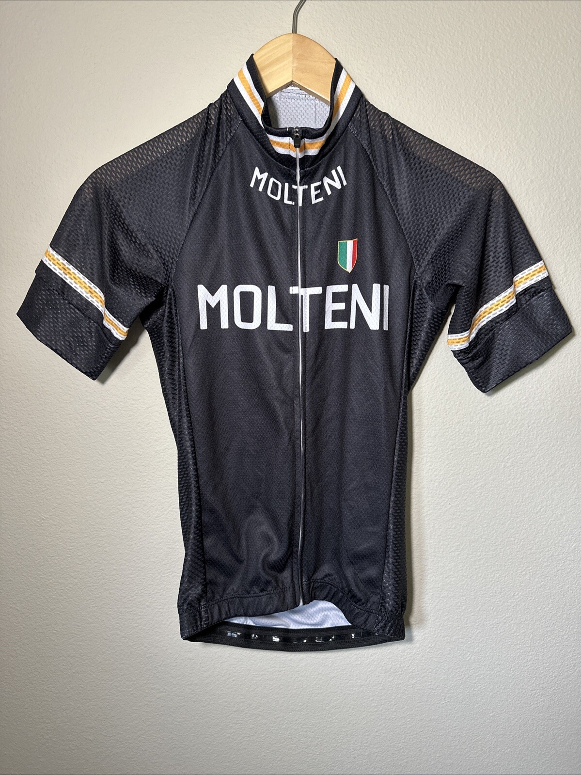 Molteni Retro Black Cycling Jersey Short Sleeve Size XXS Hills & Mountains