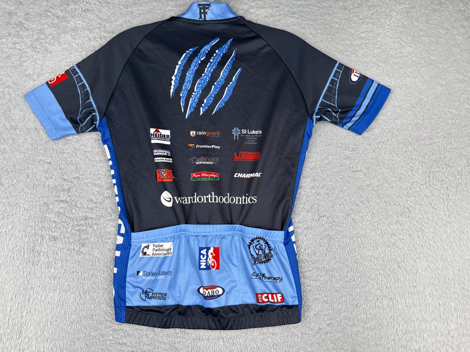 Hyperthreads Cycling Jersey Youth Boys Large Black Blue Twill Falls MTB Team