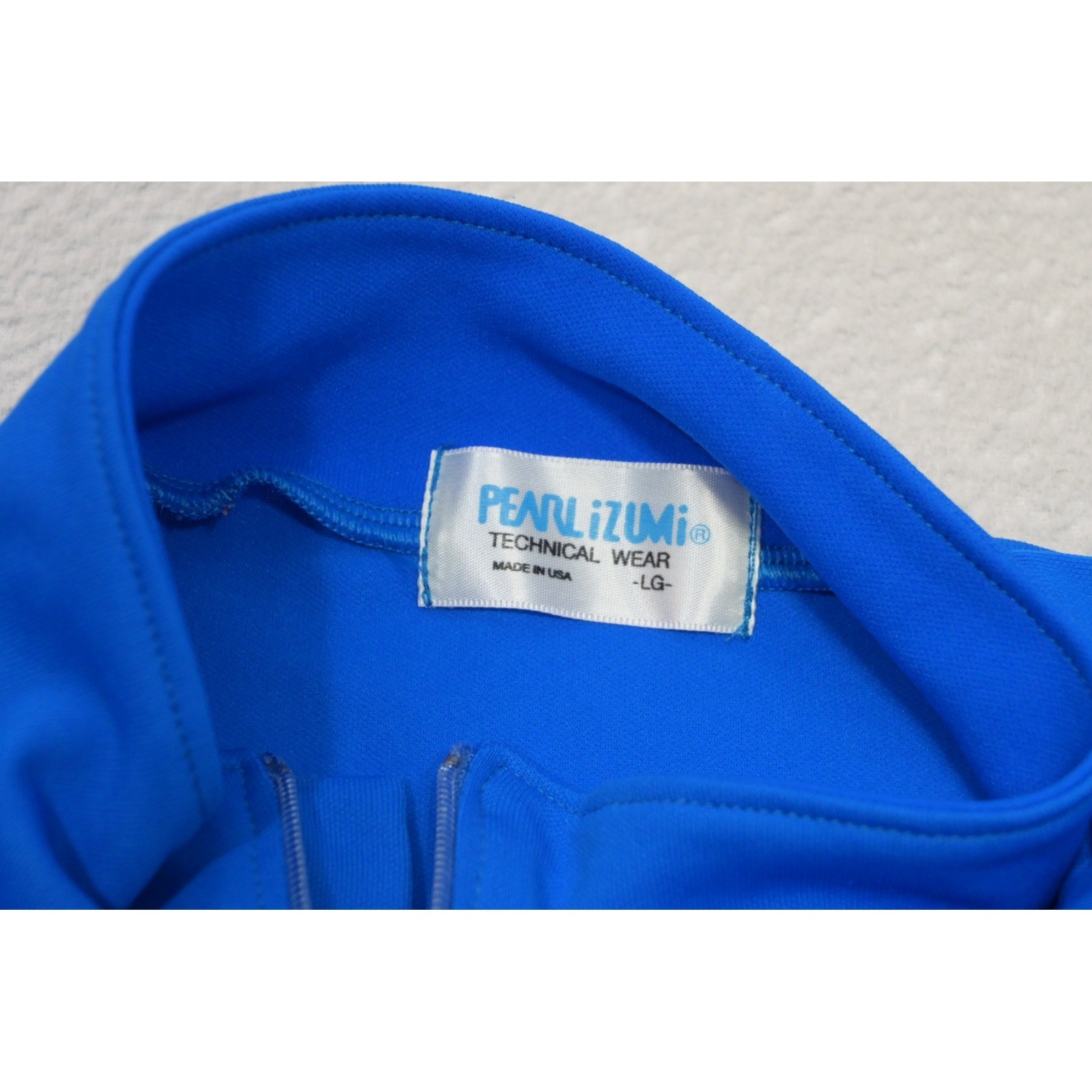 Pearl Izumi Cycling Jersey Mens Large Blue 1/4 Zip Long Sleeve MADE IN USA