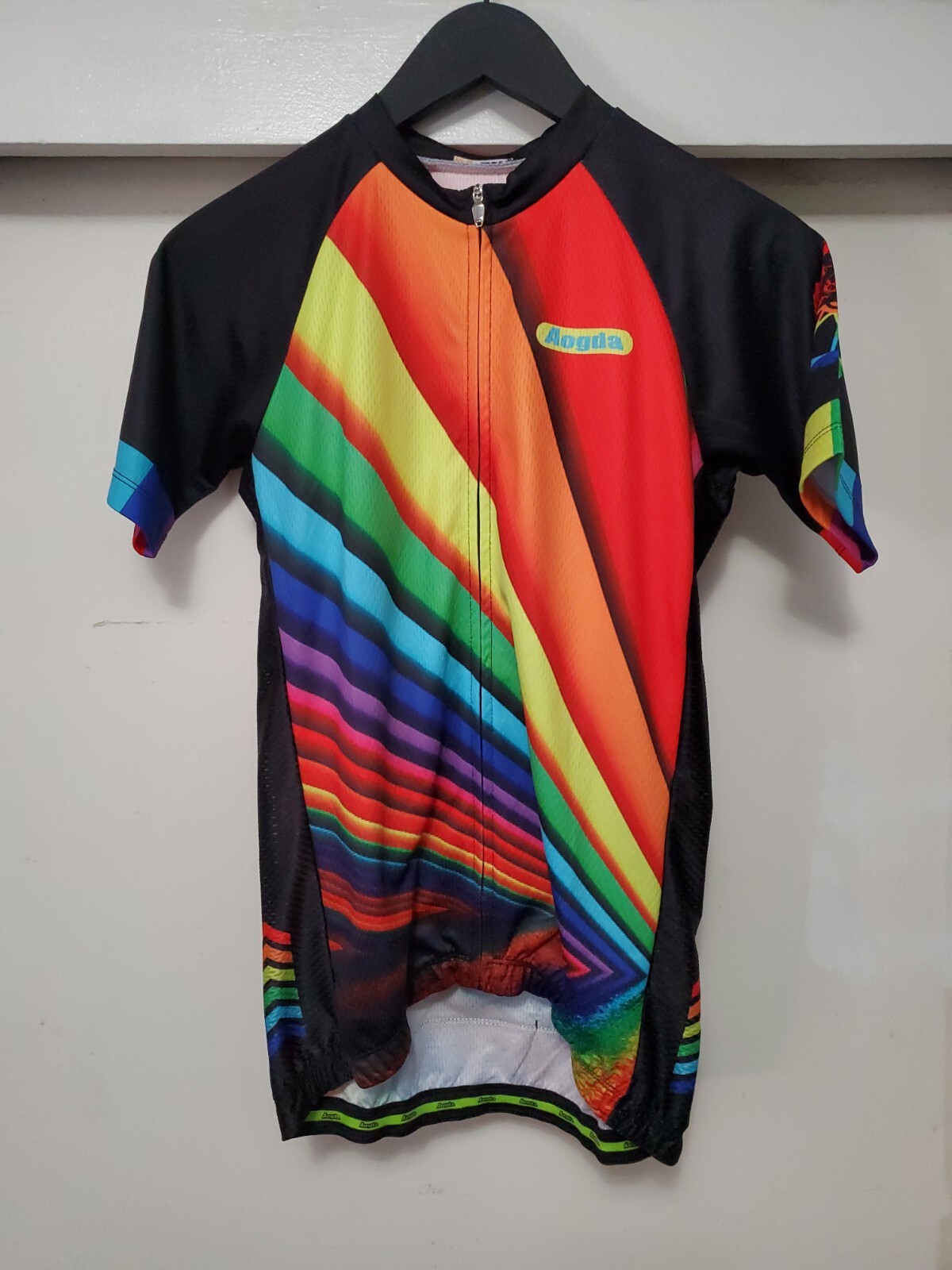 NEW: Aogda RAINBOW Lightweight Full-Zip Cycling Shirt Jersey Mesh Sides Small