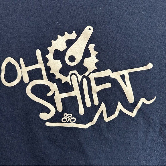 Oh Shift Unisex Cotton Cycling Short Sleeve T-Shirt w/Bike Gear Size Small