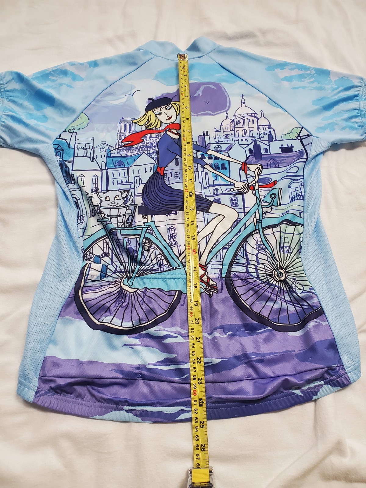 83 Sportswear Women’s Paris City Bicycle Cycling Jersey Full Zipper Top XL