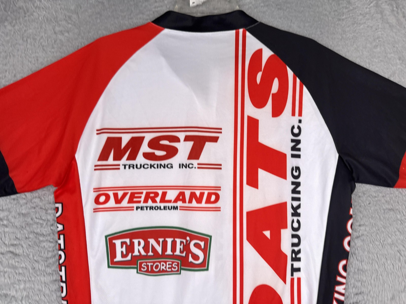 Epic Cycling Jersey Men Large White Red Black DATS Trucking Full Zip Pocket