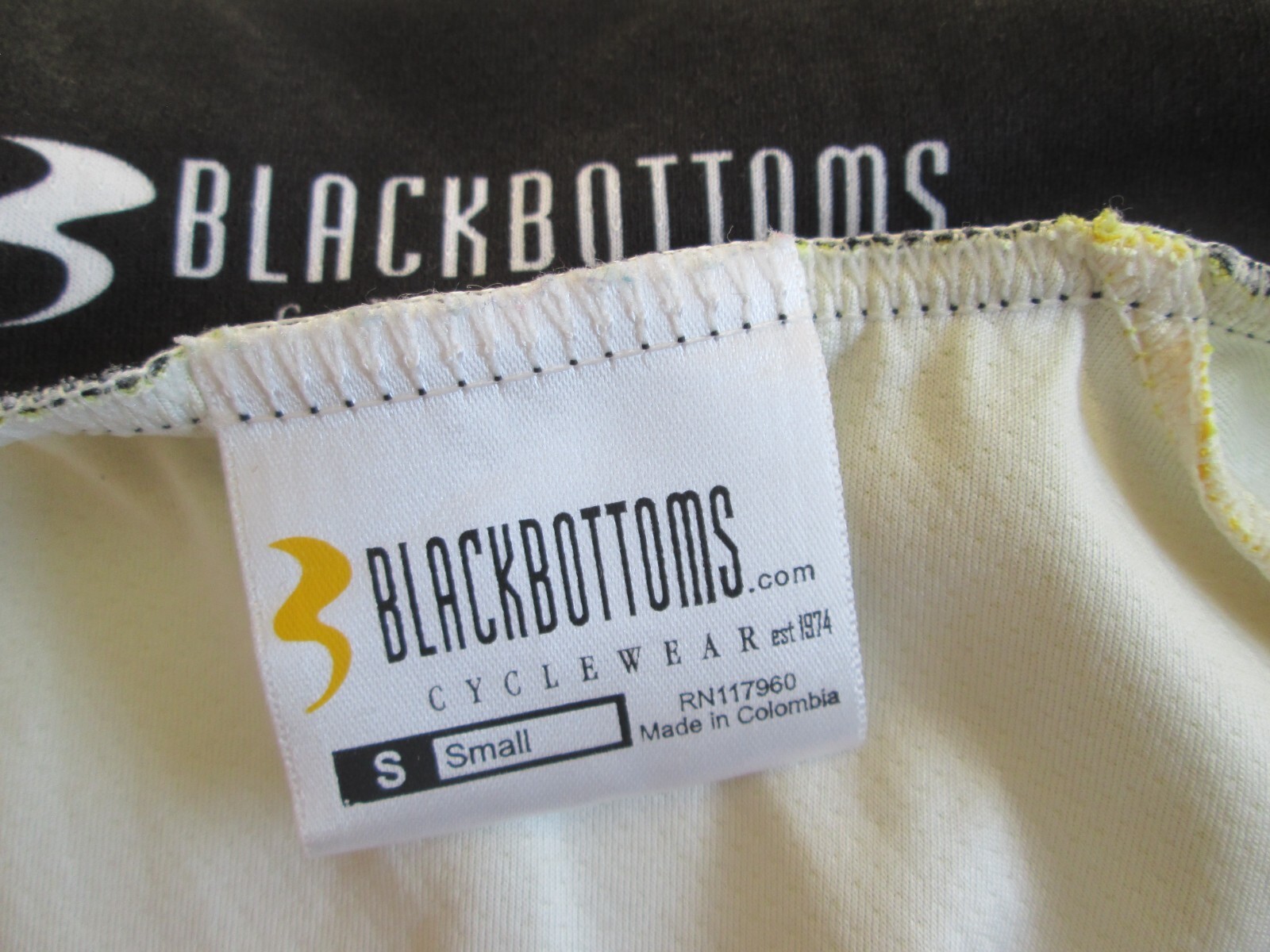 Black Bottoms Cycling Cycle Jersey Adult Small Club Cut Shirt Full Zipper Yellow