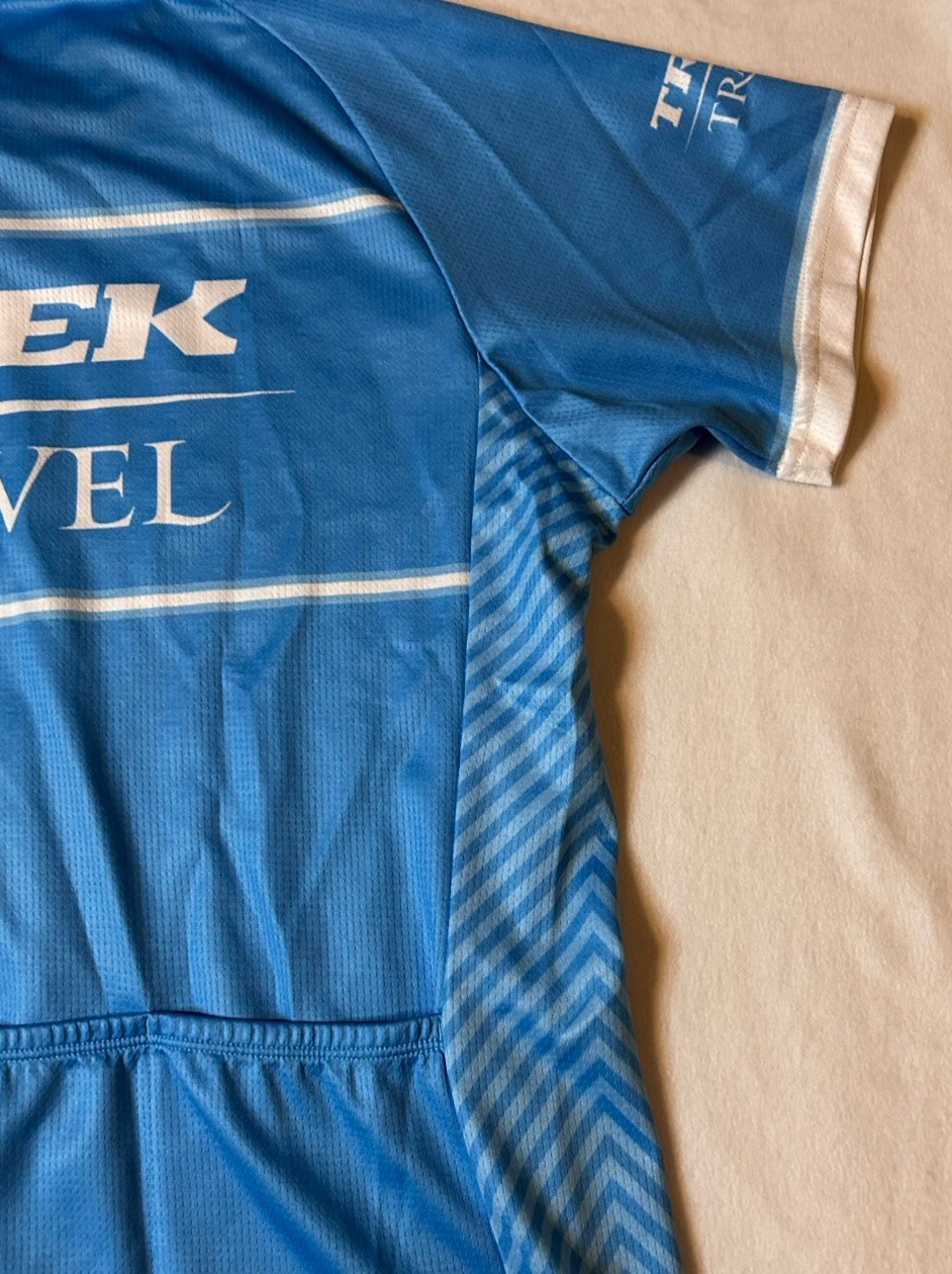 Bontrager Trek Travel Womens L Blue 3/4 Zip Cycling Bike Jersey Pockets