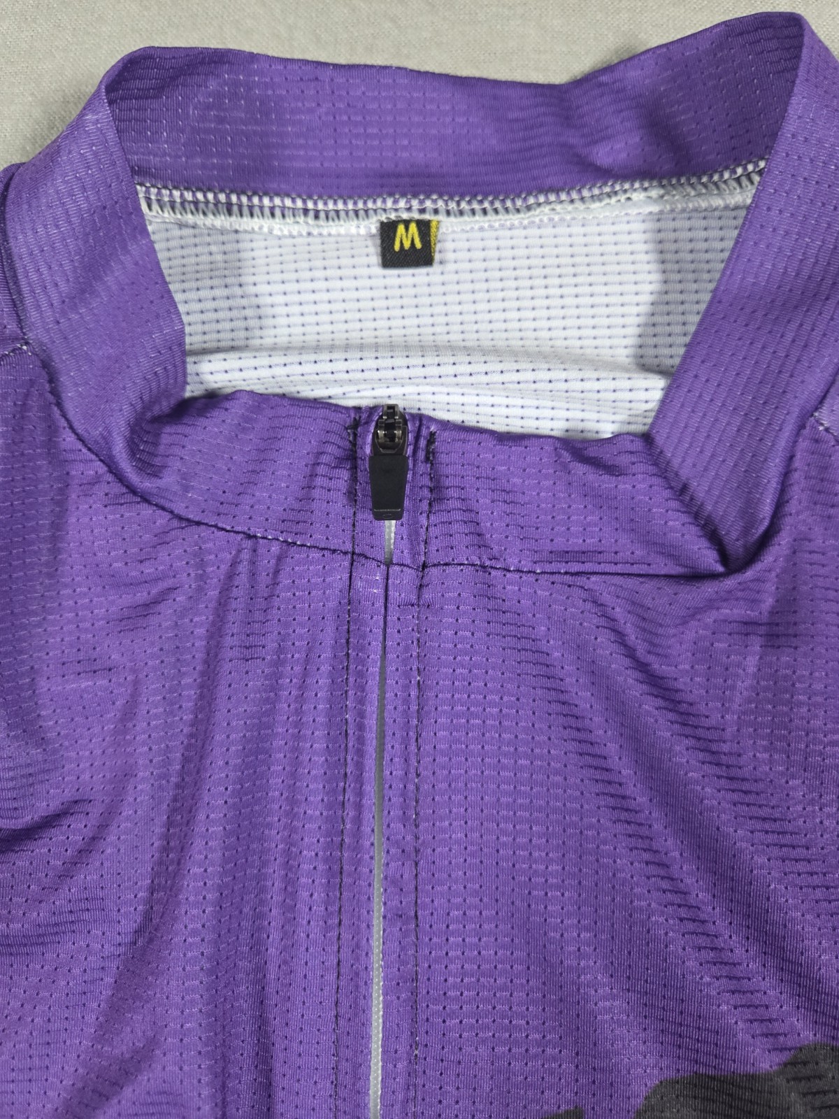 Old Man Cycling Jersey Size Medium Full Zip Purple and Black Short Sleeve