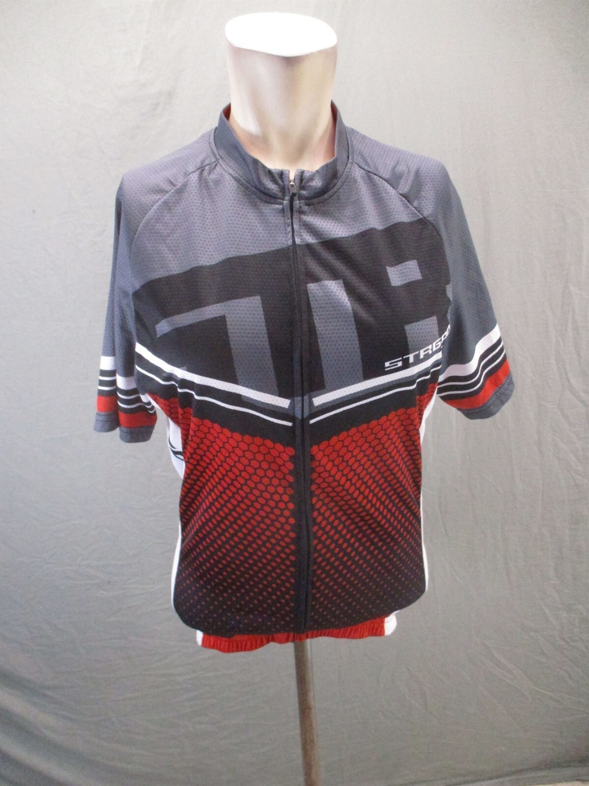Strgao Size L Mens Full Zip Elastic Waist Pocket Short Sleeve Cycling Jersey 166
