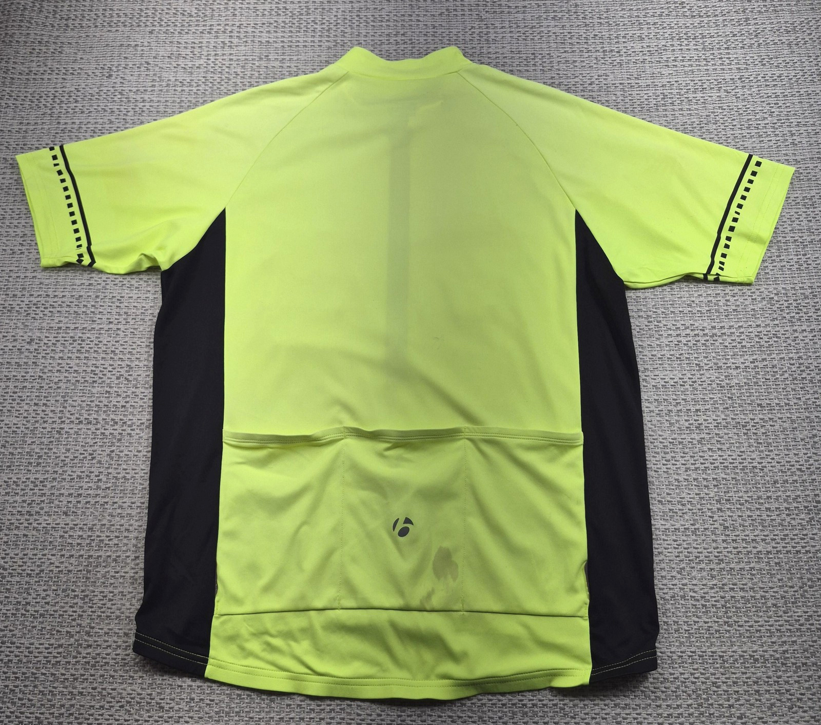 Bontrager Solstice Cycling Jersey Shirt Mens Medium HiViz Yellow 1/4 Zip Patches