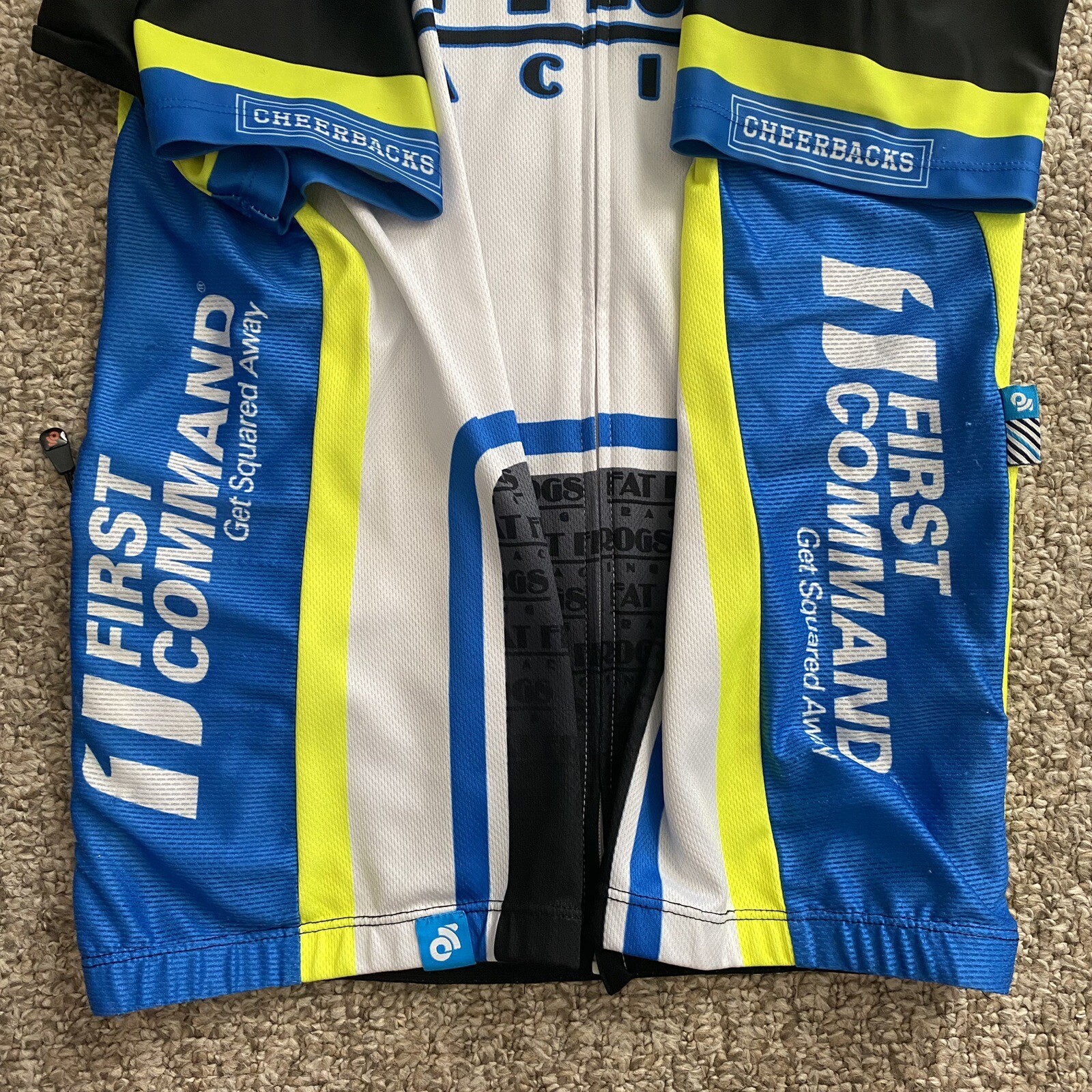 Champion System Cycling Jersey Fat Frogs Mens Large L White Race Cut Full Zip