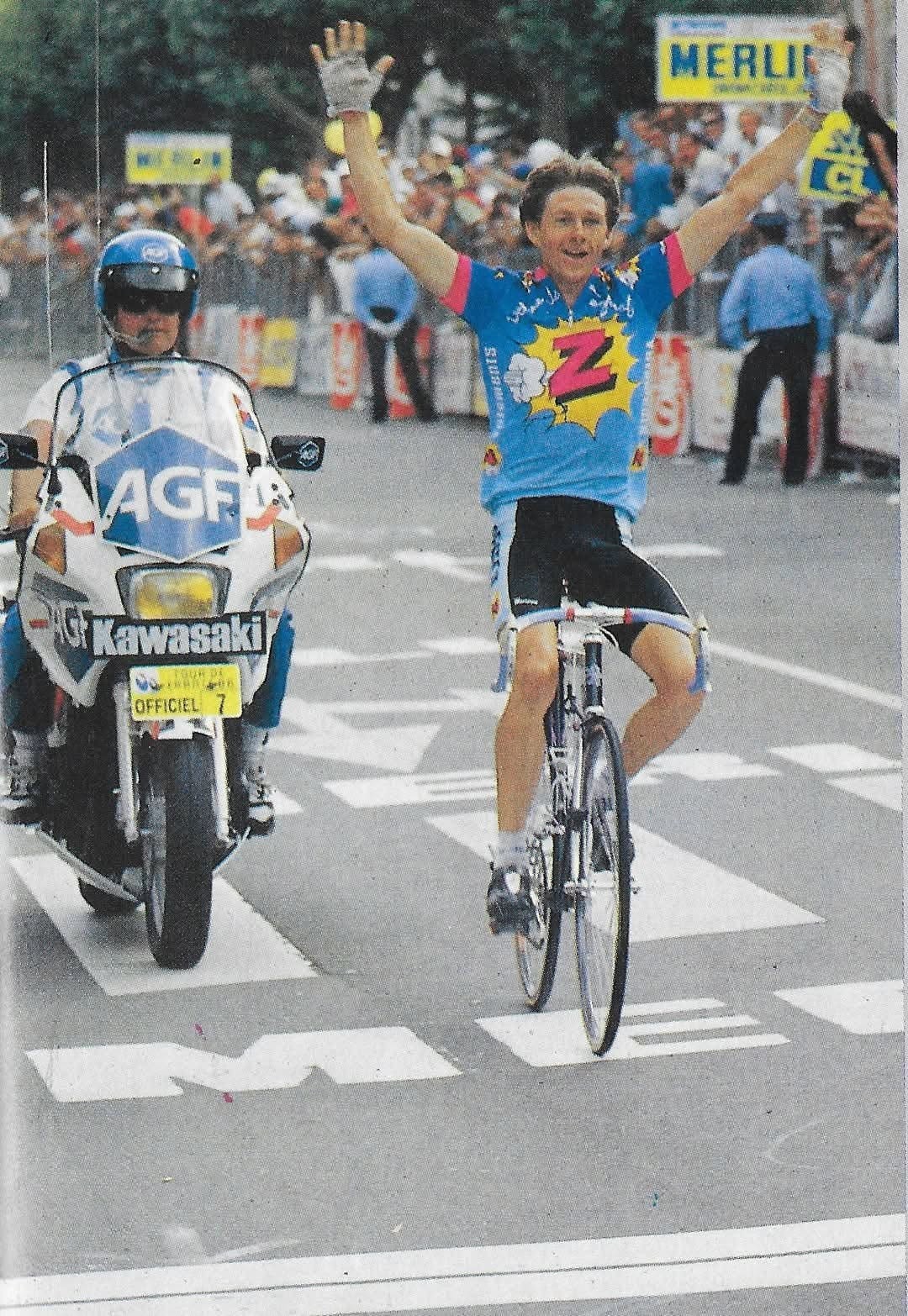 RARE VTG 1988 Team Z Peugeo Vetements Santini Cycling Jersey Tour de France Sz L