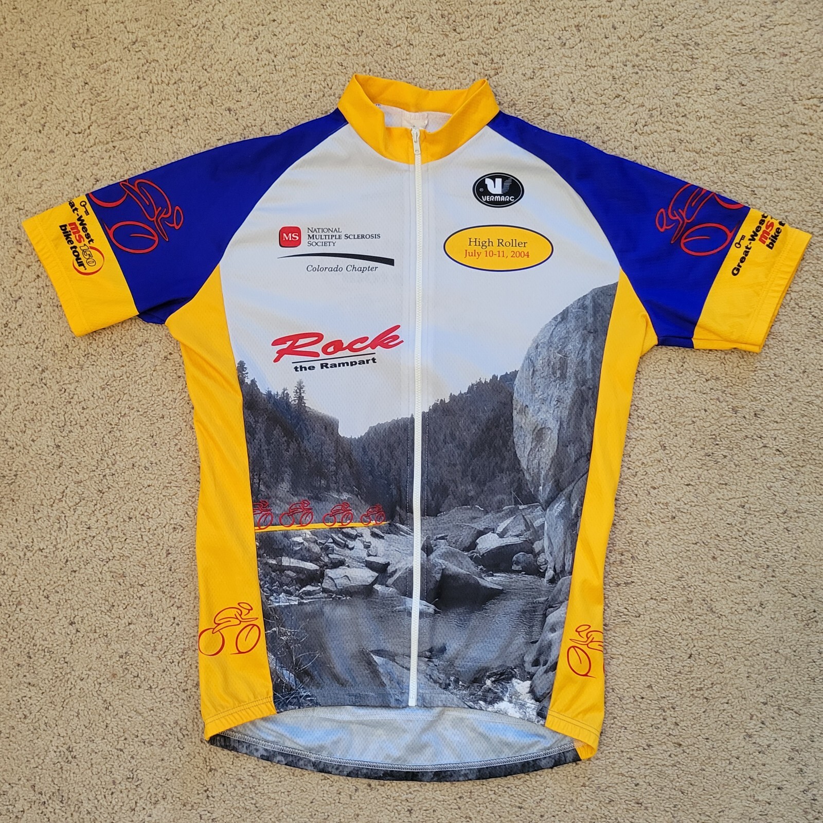 EUC MS 150 Bike Tour HIGH ROLLER Bicycle Jersey XL-5-52 VERMARC