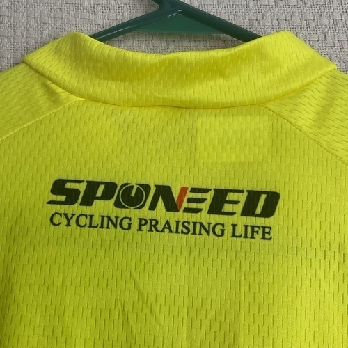NWT Sponeed Neon Yellow Full Zip Short Sleeve Jersey Cycling Shirt Men XL China