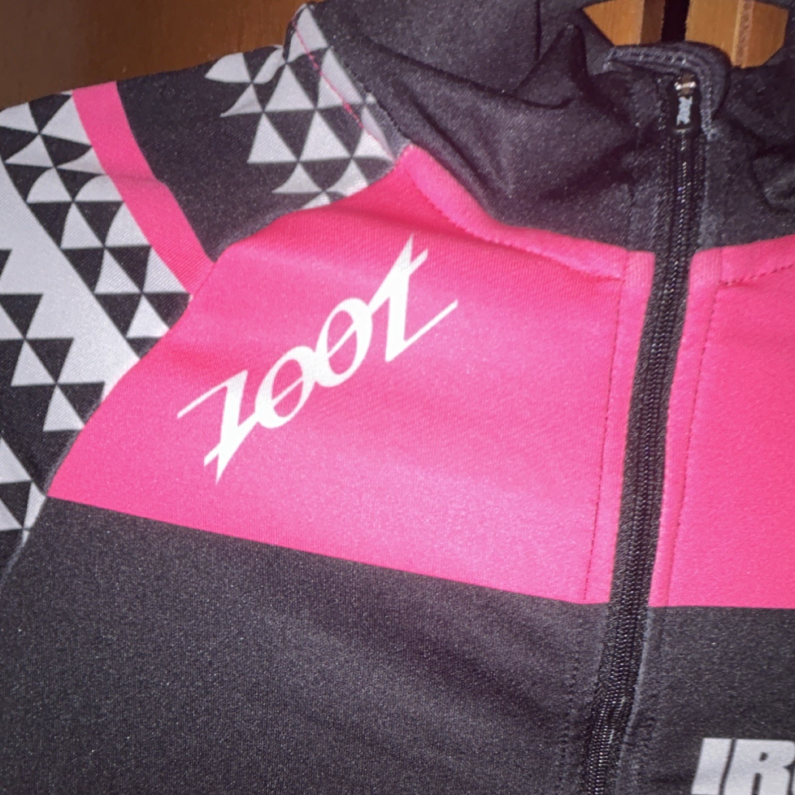 Zoot Ironman Women’s S Cycling Jersey Pink Black White 1/4 Zip Long Sleeve 0284