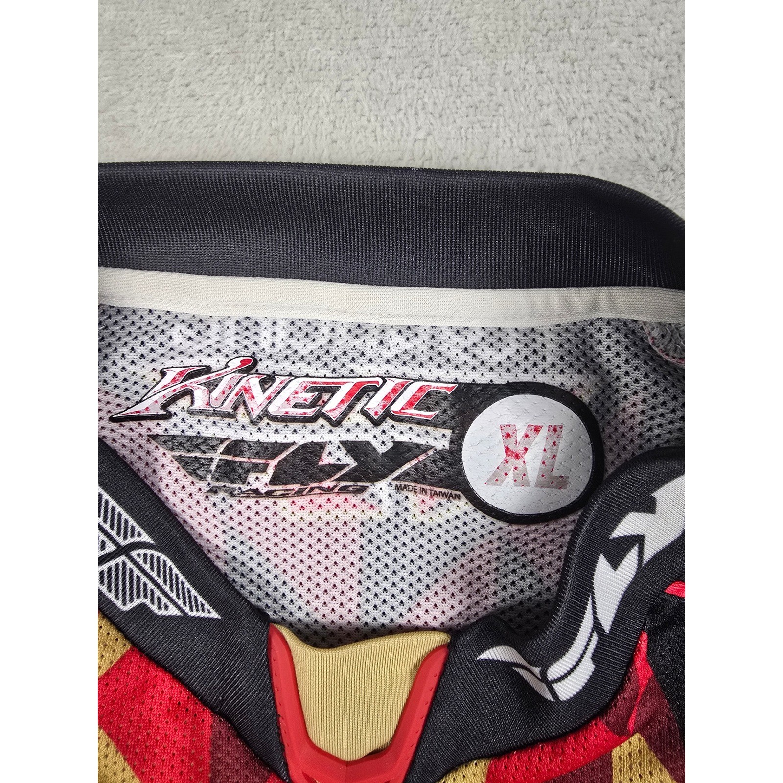Fly Racing Kinetic Motocross Jersey Mens XL Red Black Geometric Long Sleeve Read
