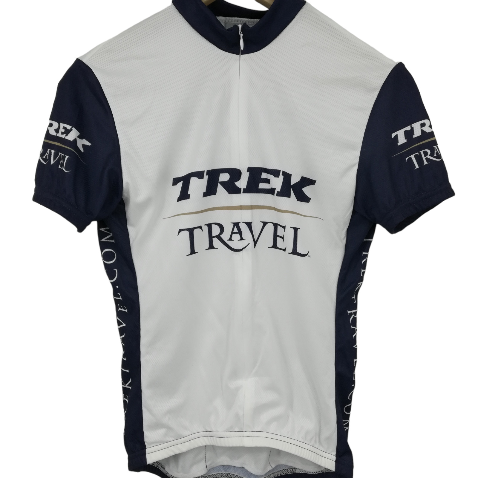 Trek Travel Short Sleeve Cycling Jersey Size S Womens 3/4 Zip White Race Set In