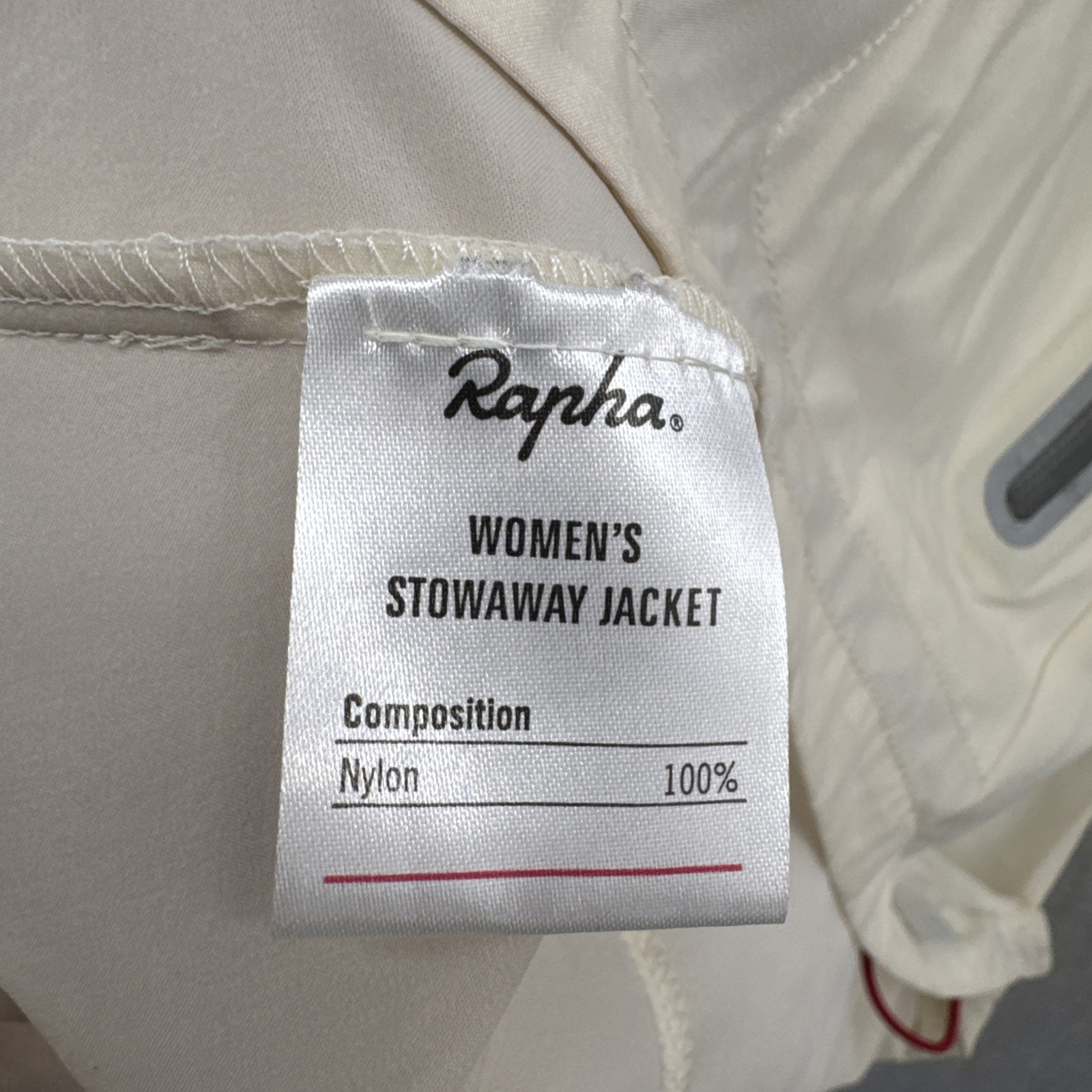 Rapha Stowaway Jacket Womens 10 Ivory Cycling Full Zip Windbreaker Lightweight