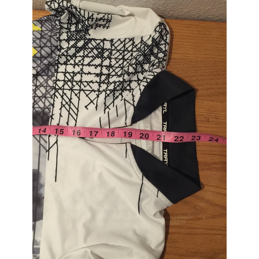 Trayl Mens Biking Jersey Shirt White Multicolor Half Sleeve Collar Cycling XS