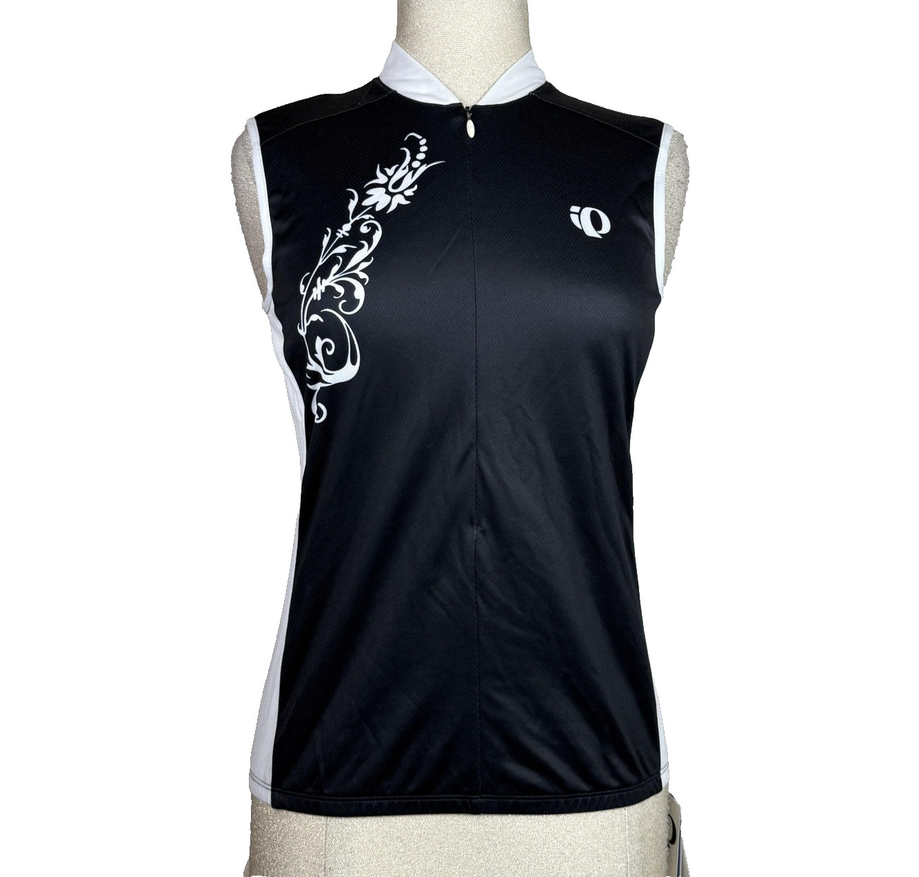Pearl Izumi Cycling Jersey Womens M Black Floral Tank Zip Pockets Bike NEW
