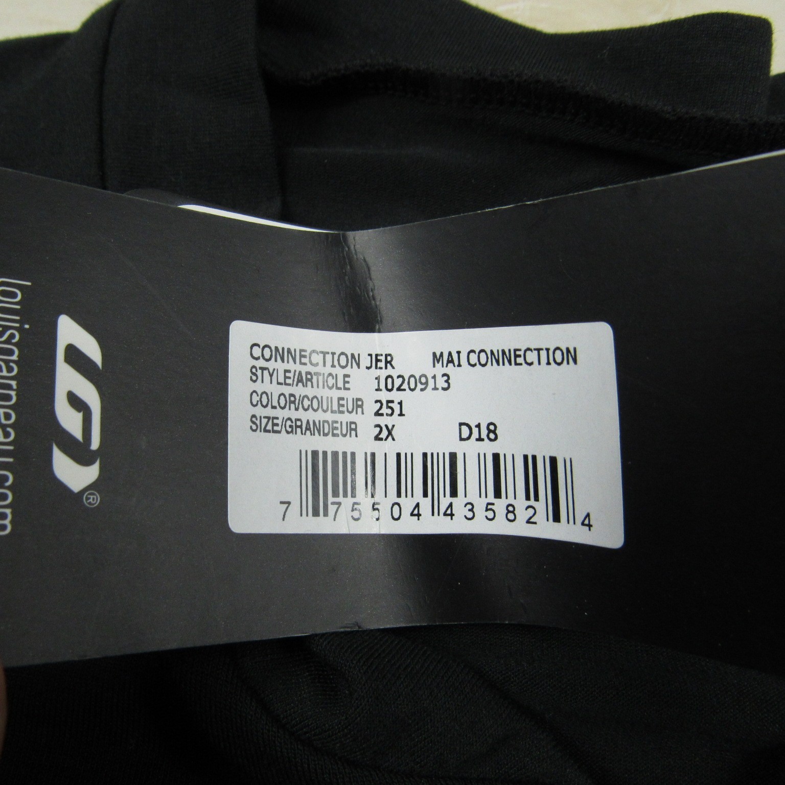 Louis Garneu Cycling Jersey Mens 2XL XXL Black Gray Shirt Zip Bicycle