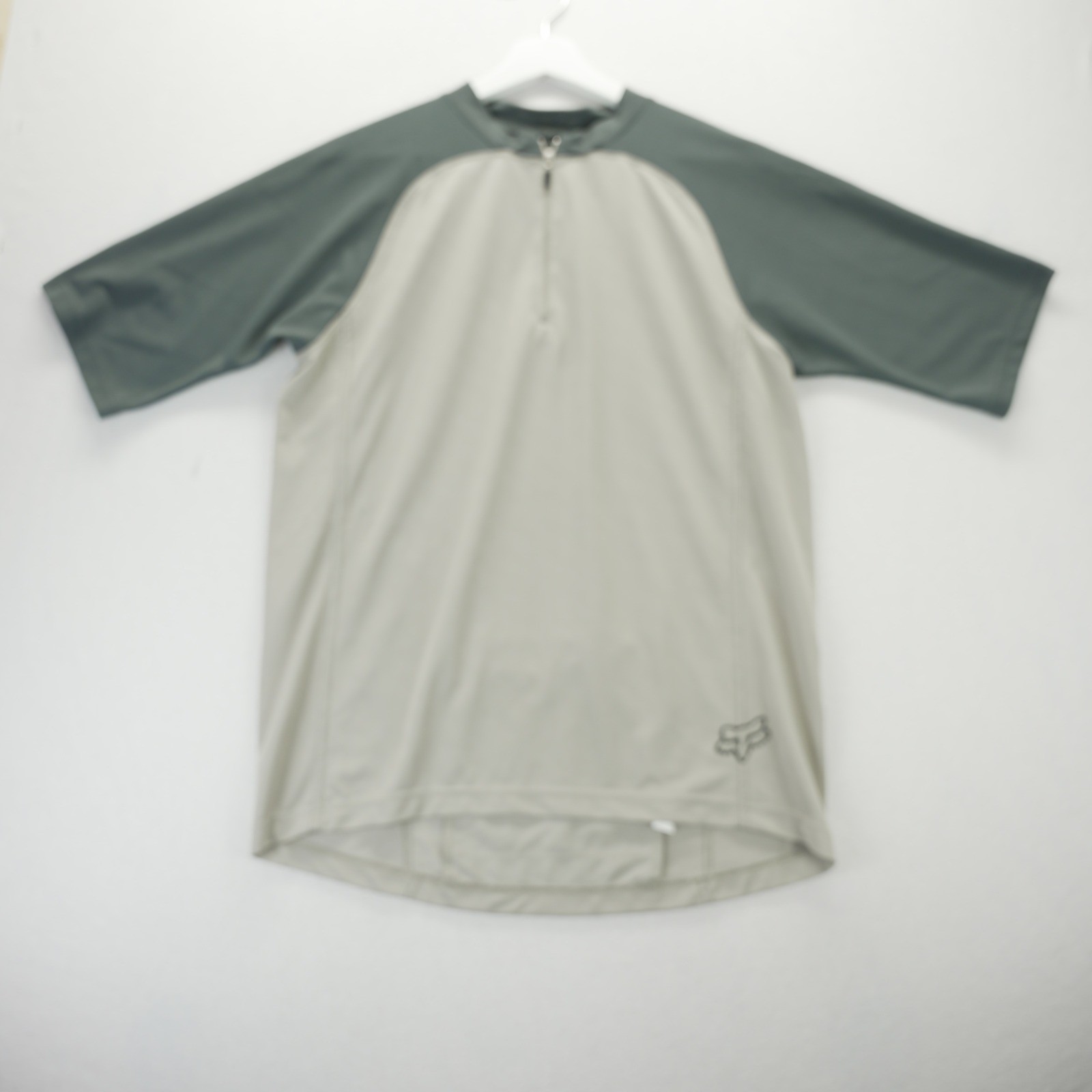 Fox Racing Mens Medium Grey Tan Beige Quarter Zip MTB Cycling Jersey Shirt