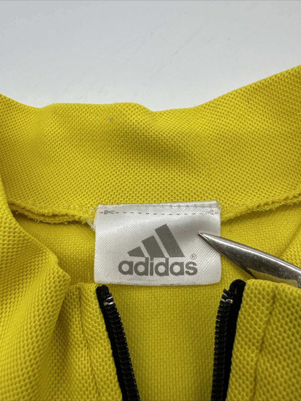 Adidas Cycling Shirt Youth Boy Medium Yellow 3/4 Zip Logo Pockets…#7604